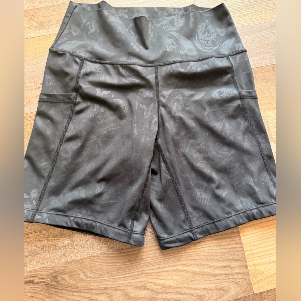 Black Patterned Shorts